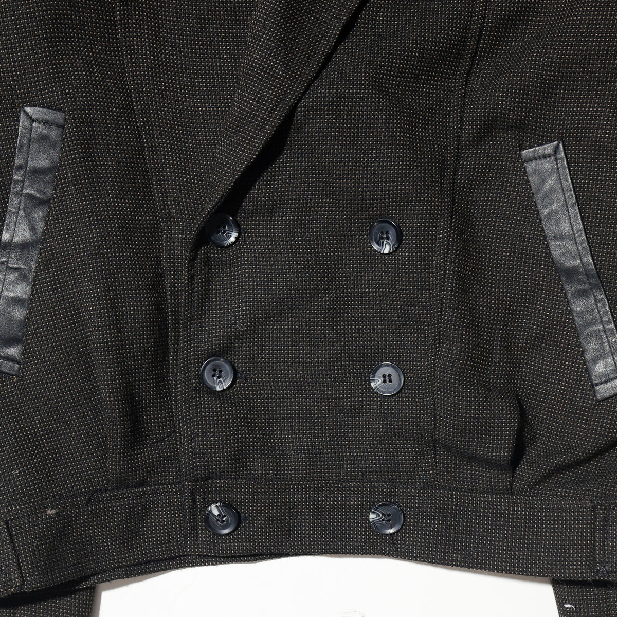 vintage leather combi double breasted spencer jacket