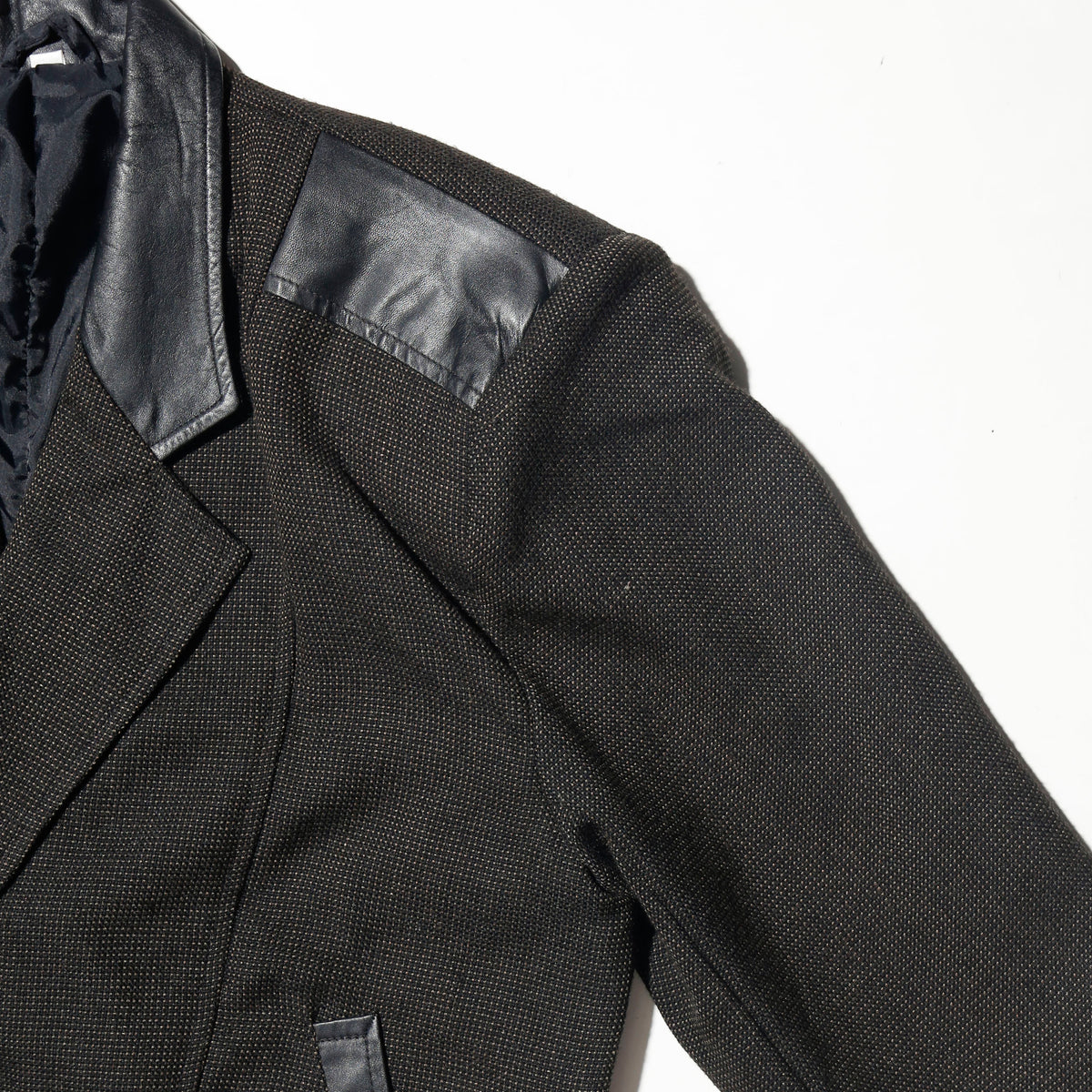 vintage leather combi double breasted spencer jacket