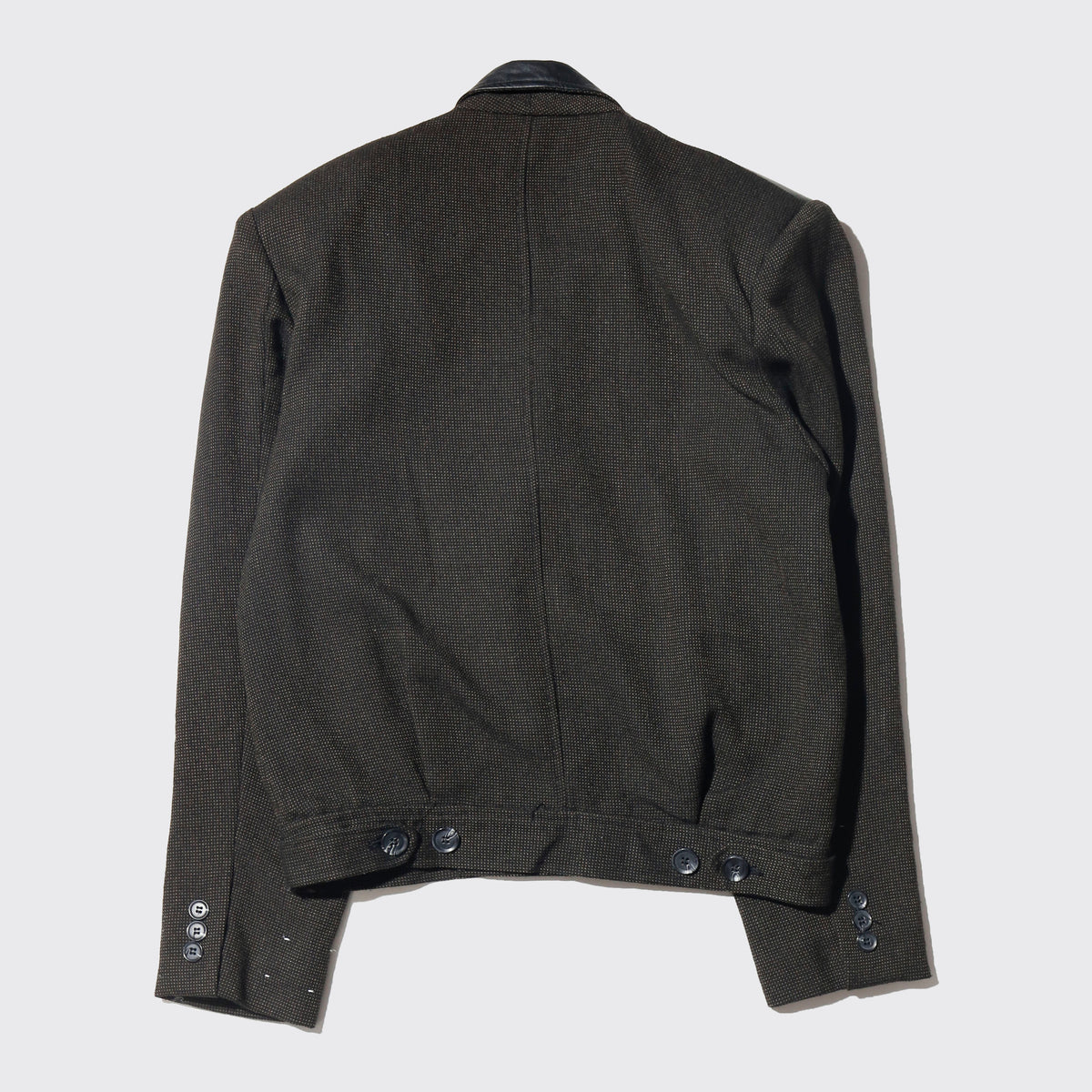 vintage leather combi double breasted spencer jacket