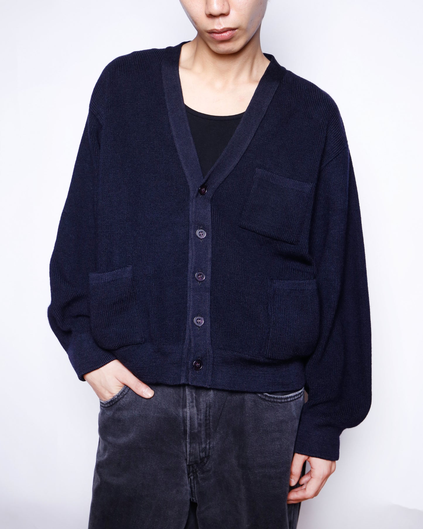 vintage cropped high gauge cardigan