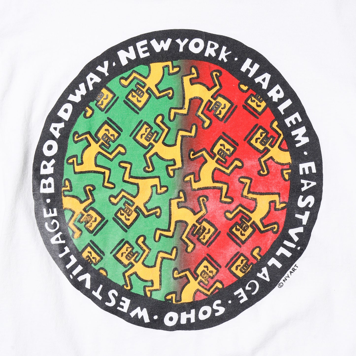 vintage 90's new york art vibe keith haring "dancing circle" t-shirt