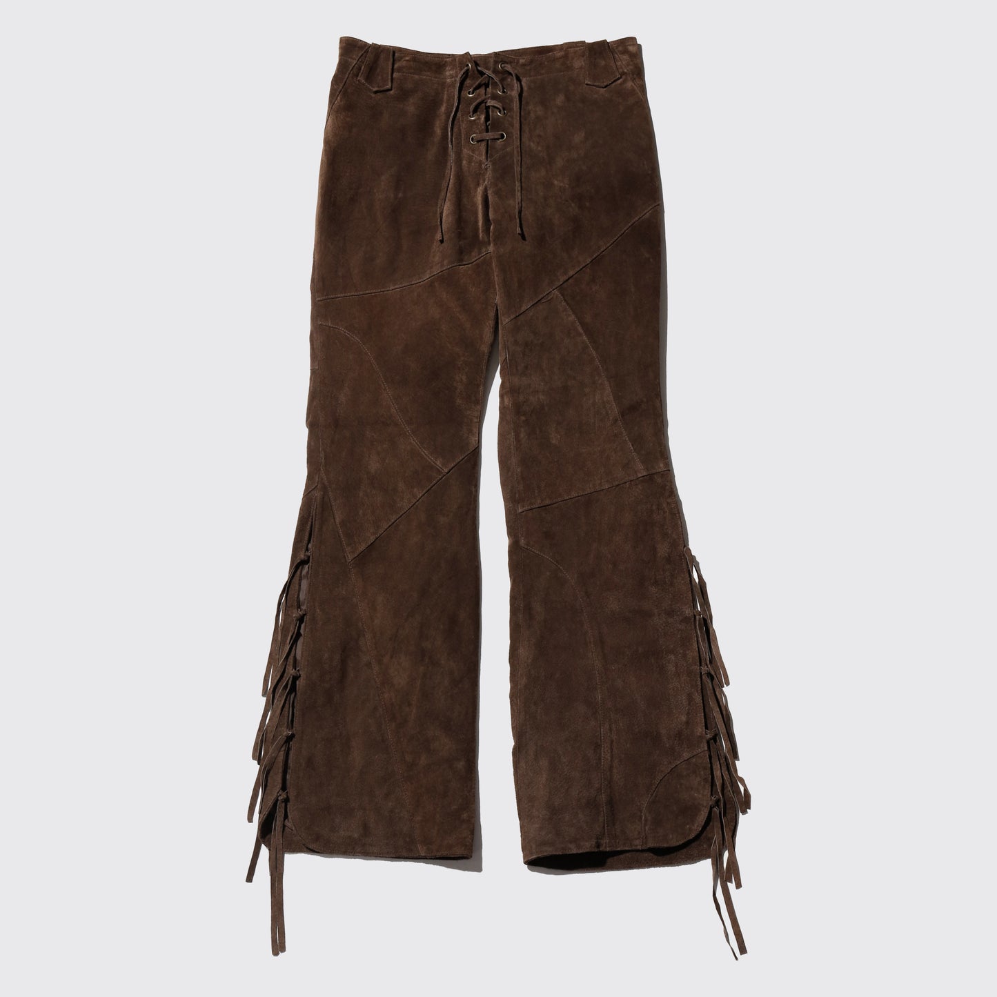 vintage fringe leather flare trousers
