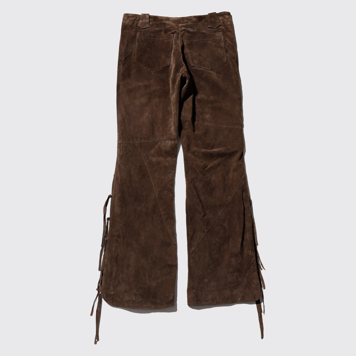 vintage fringe leather flare trousers
