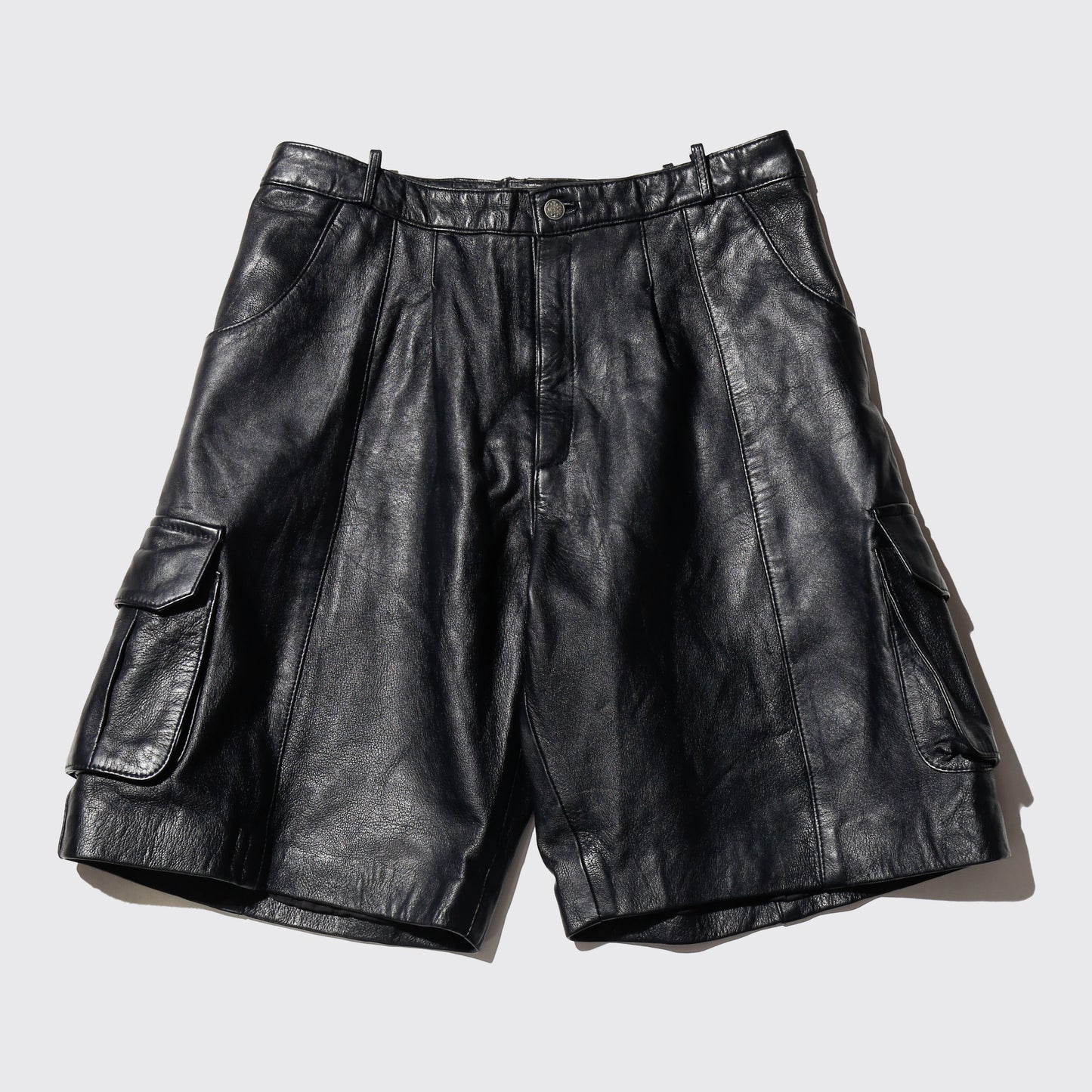 vintage leather wide cargo shorts