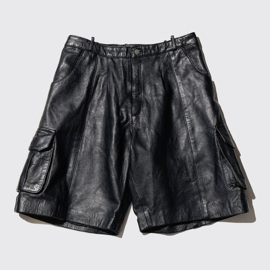 vintage leather wide cargo shorts