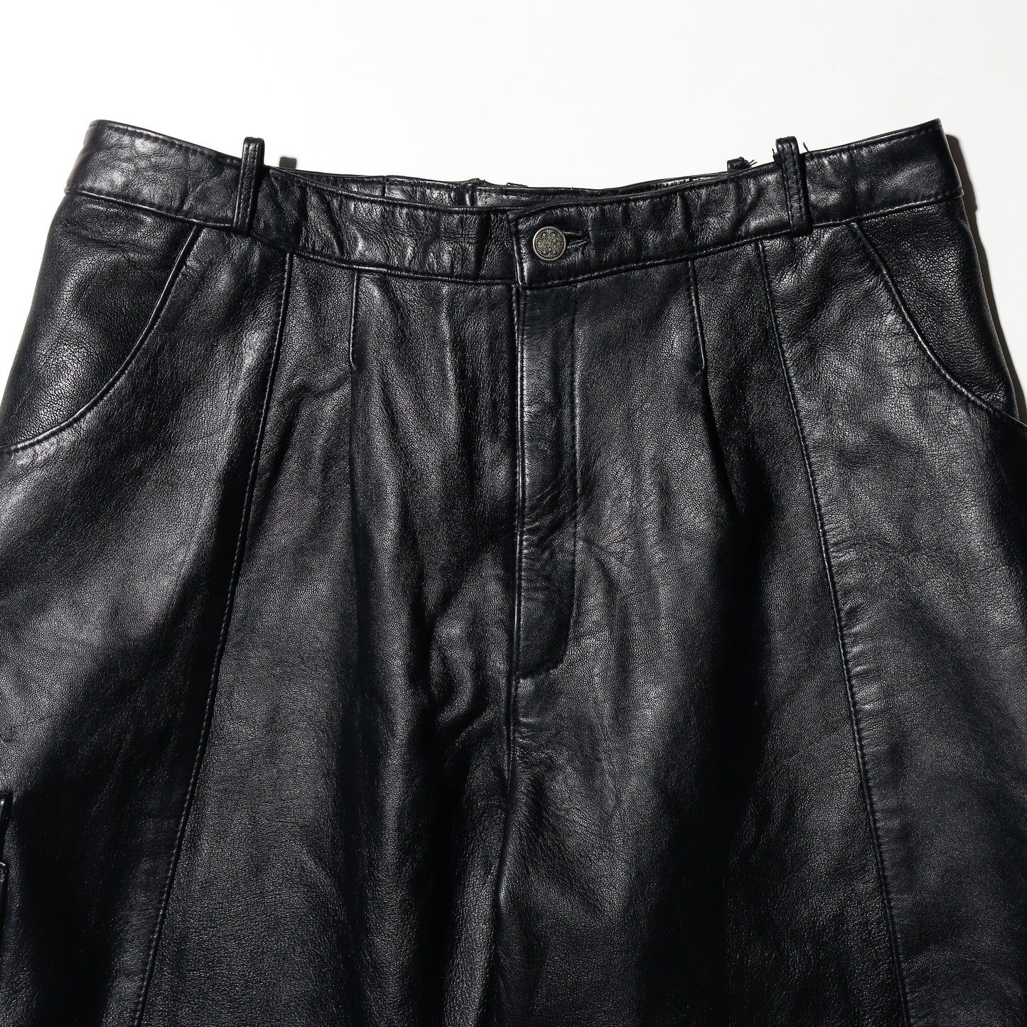 vintage leather wide cargo shorts