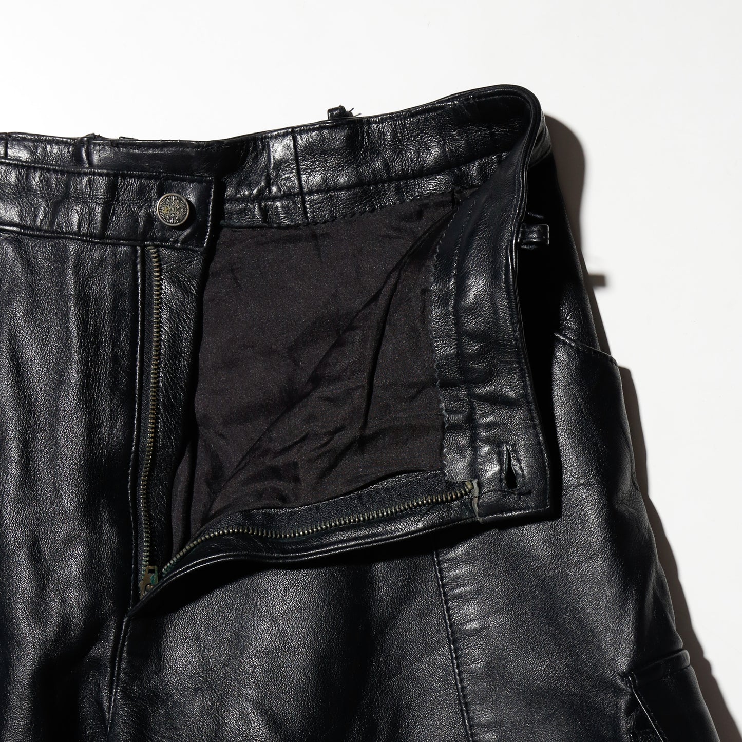 vintage leather wide cargo shorts