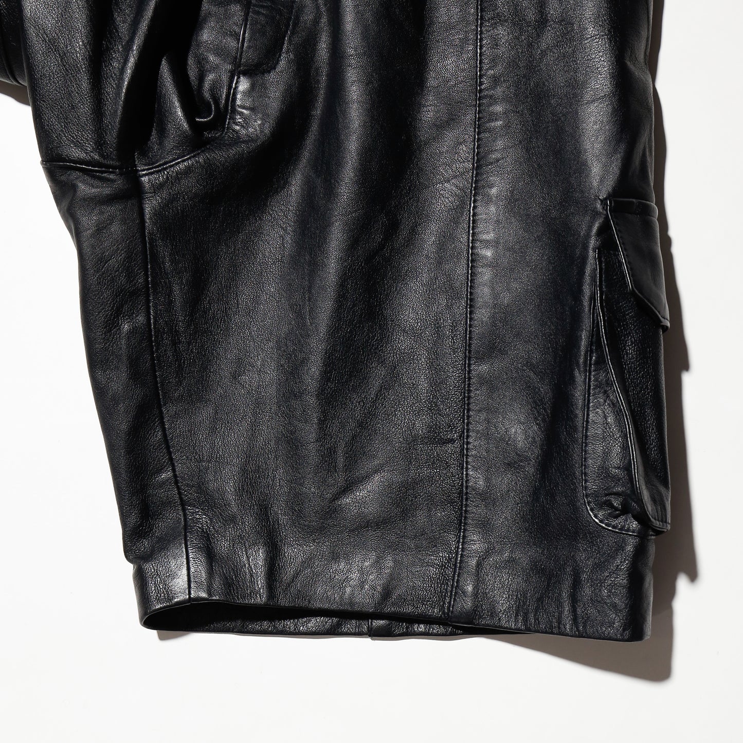 vintage leather wide cargo shorts