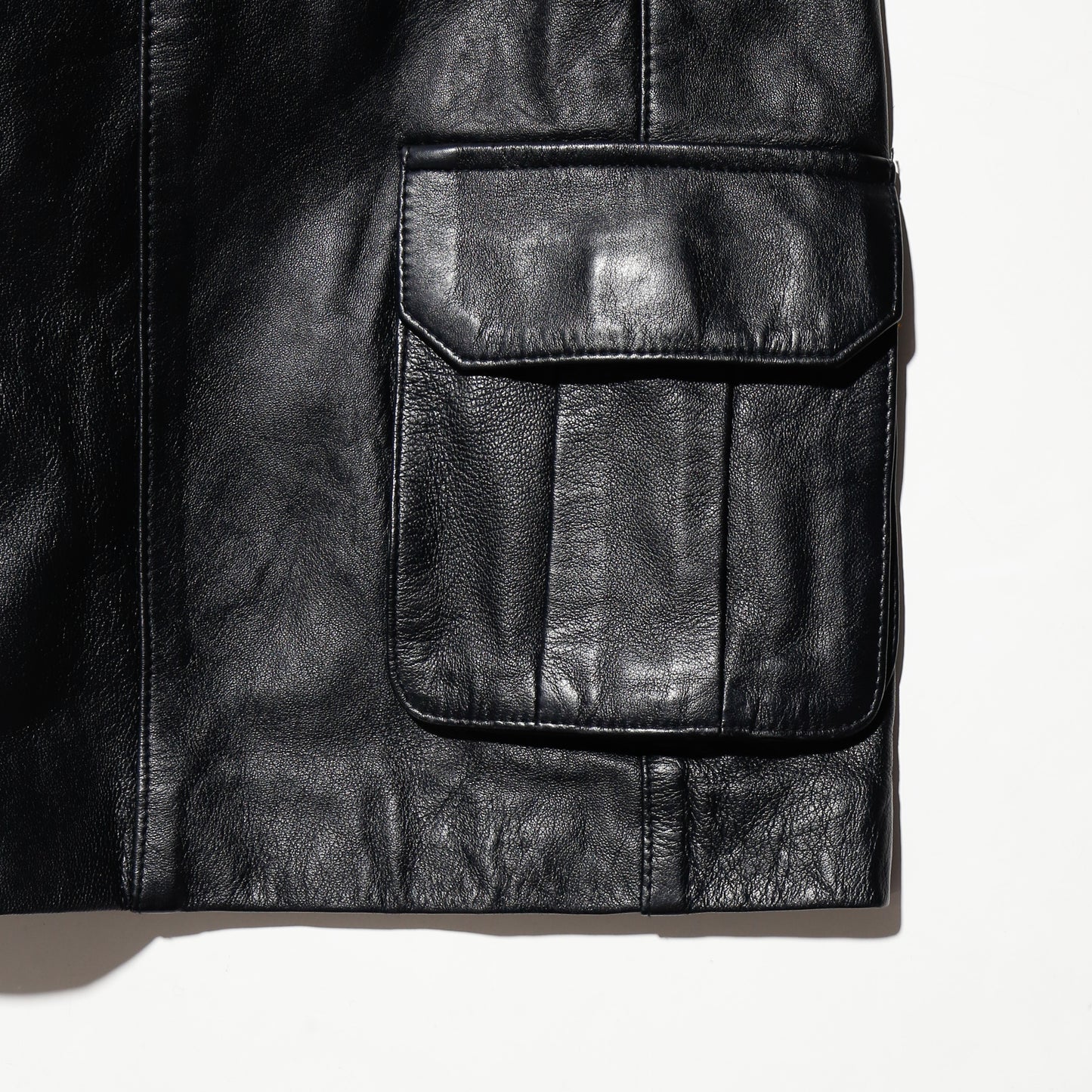 vintage leather wide cargo shorts