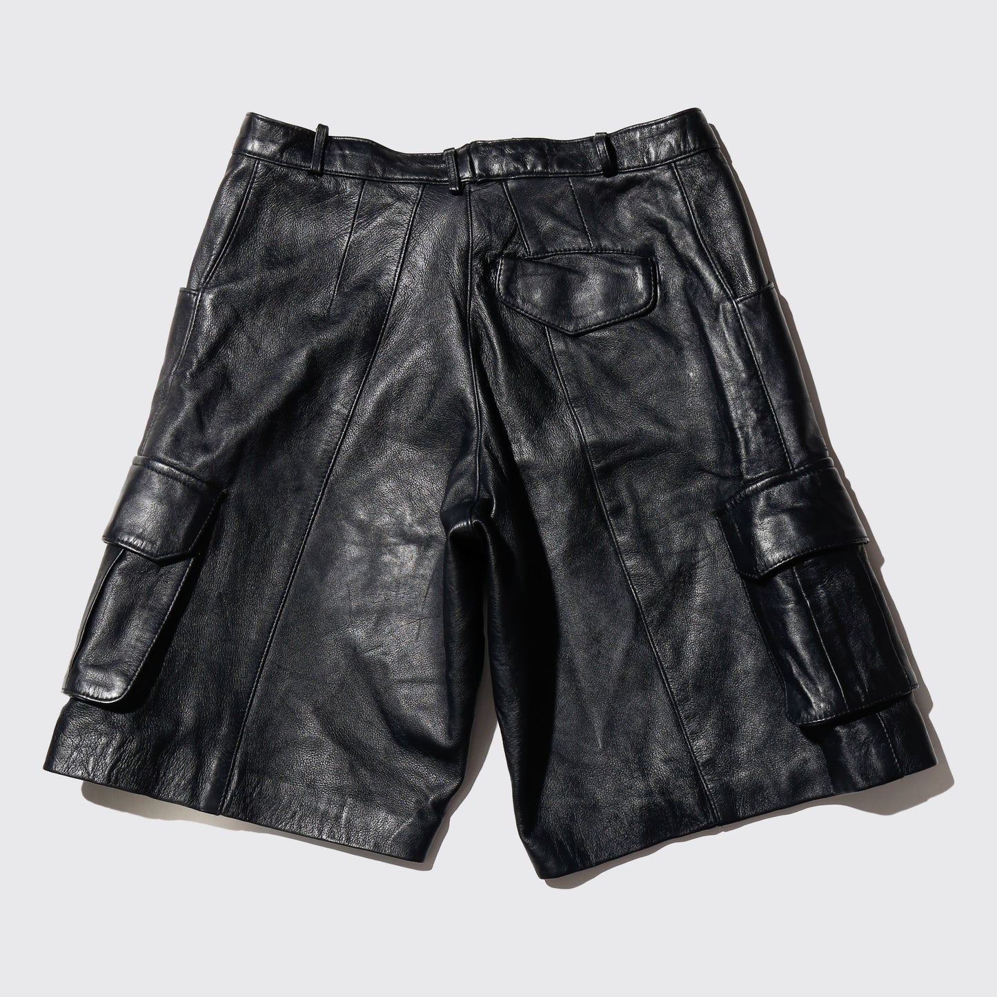 vintage leather wide cargo shorts