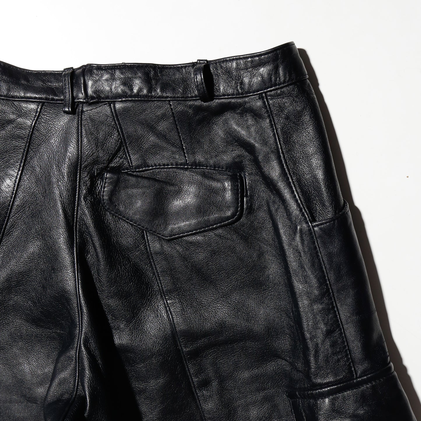 vintage leather wide cargo shorts
