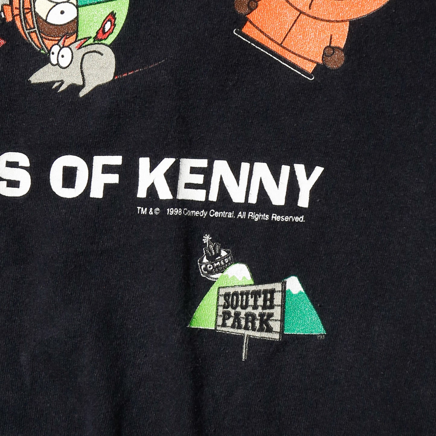 vintage 1998's south park "the many deaths of kenny" t-shirt