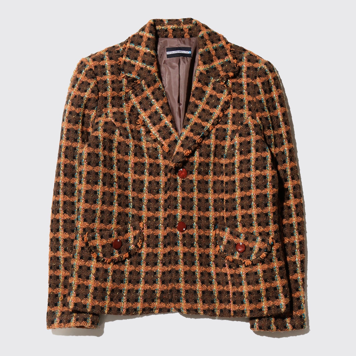 vintage check tweed 2b jacket