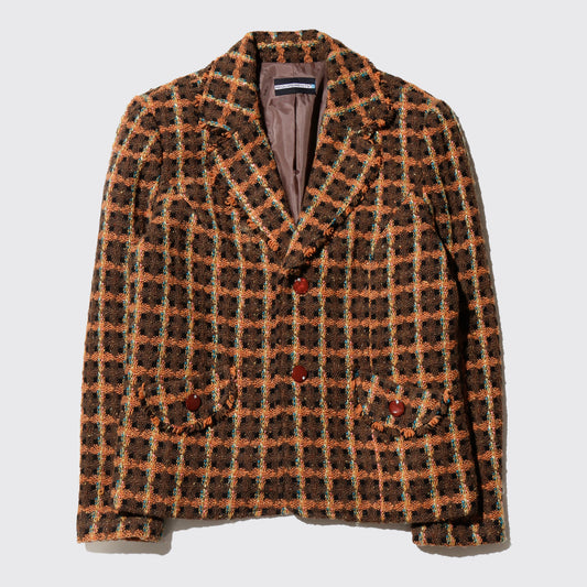 vintage check tweed 2b jacket