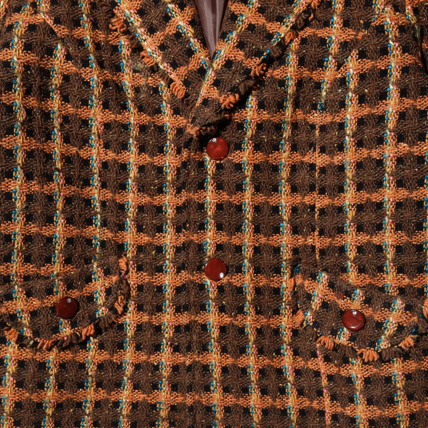 vintage check tweed 2b jacket