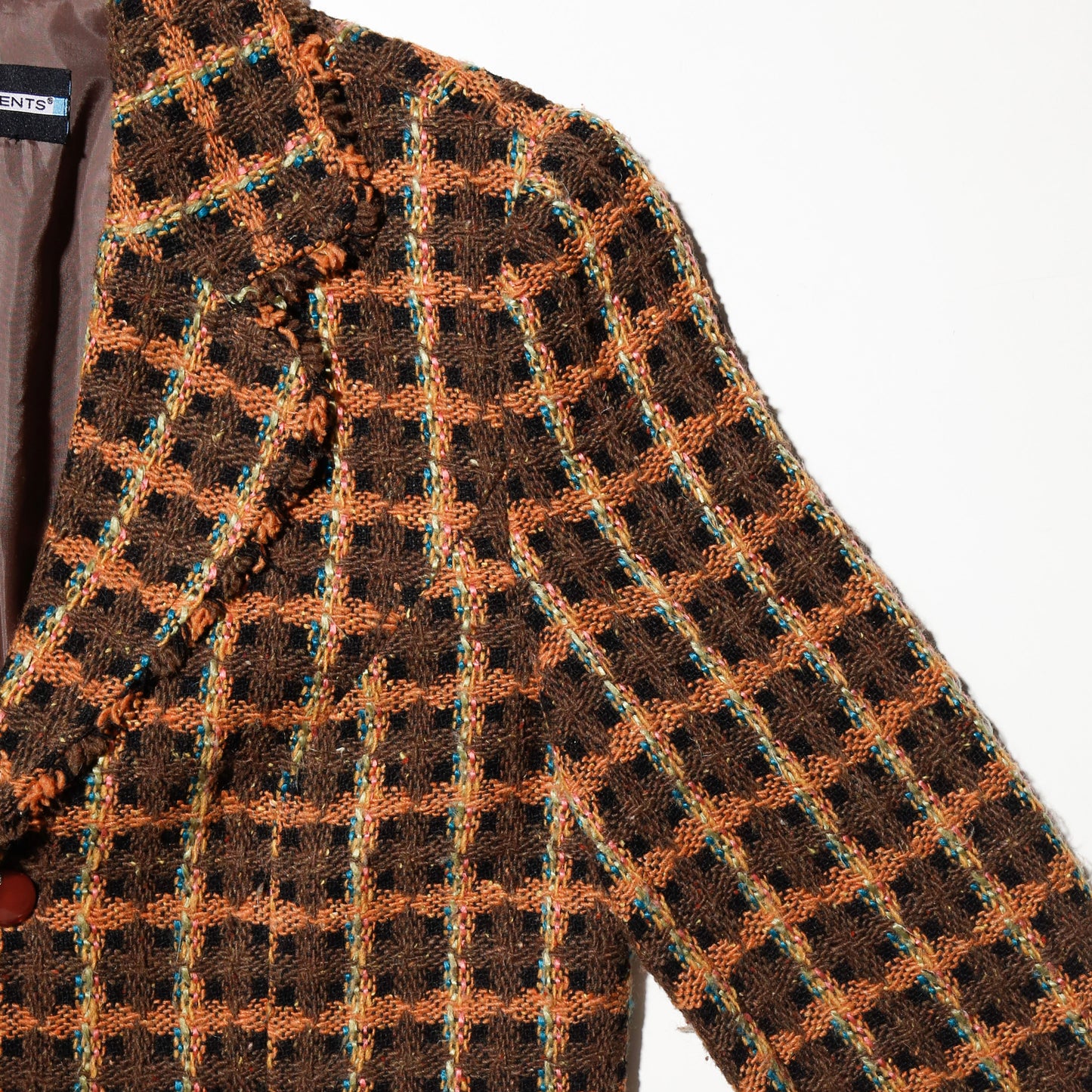 vintage check tweed 2b jacket