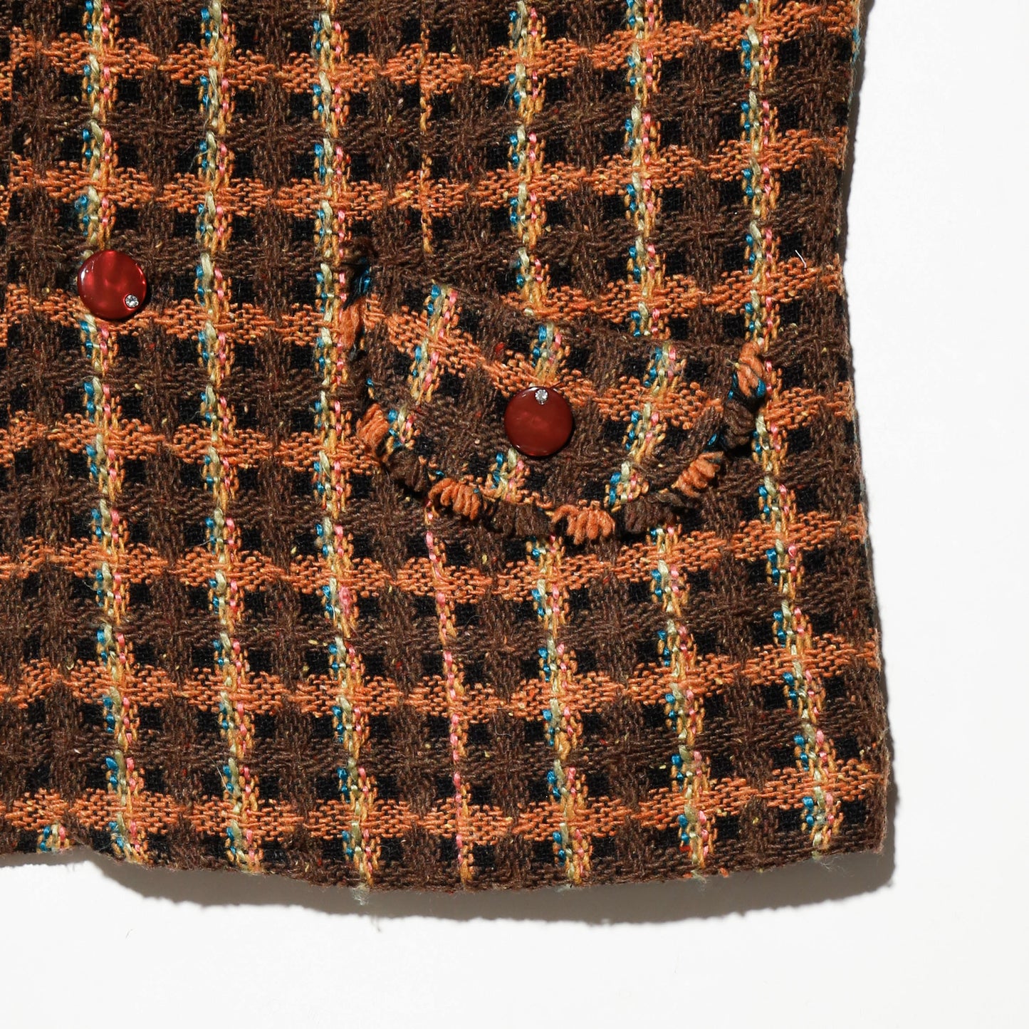 vintage check tweed 2b jacket