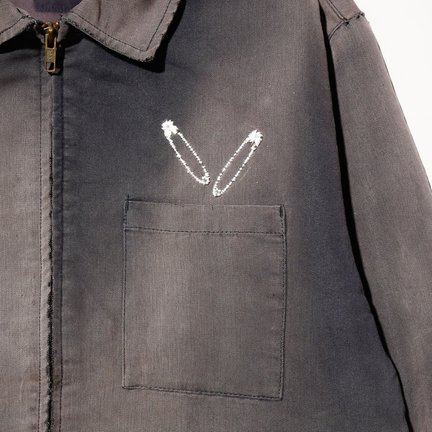 vintage safety pins dust cotton work jacket