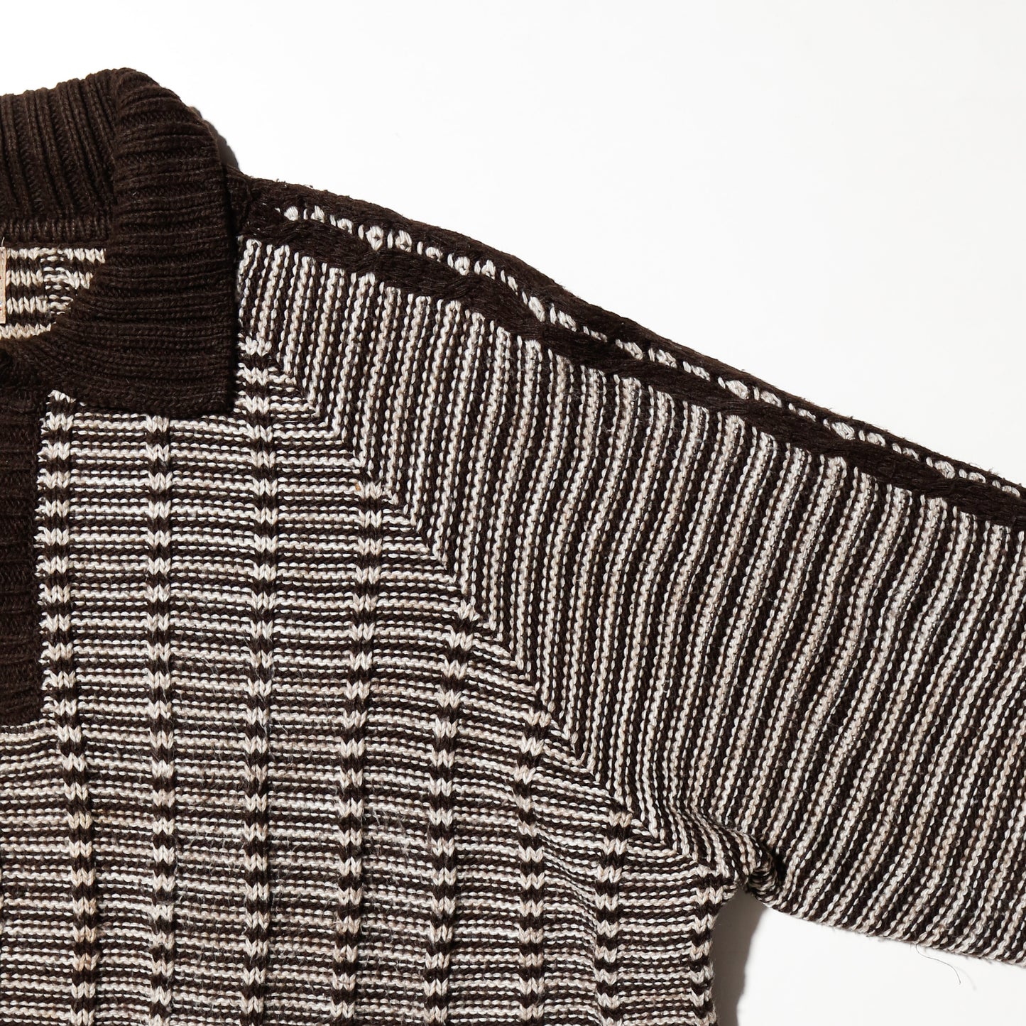 vintage cocoa textured polo sweater