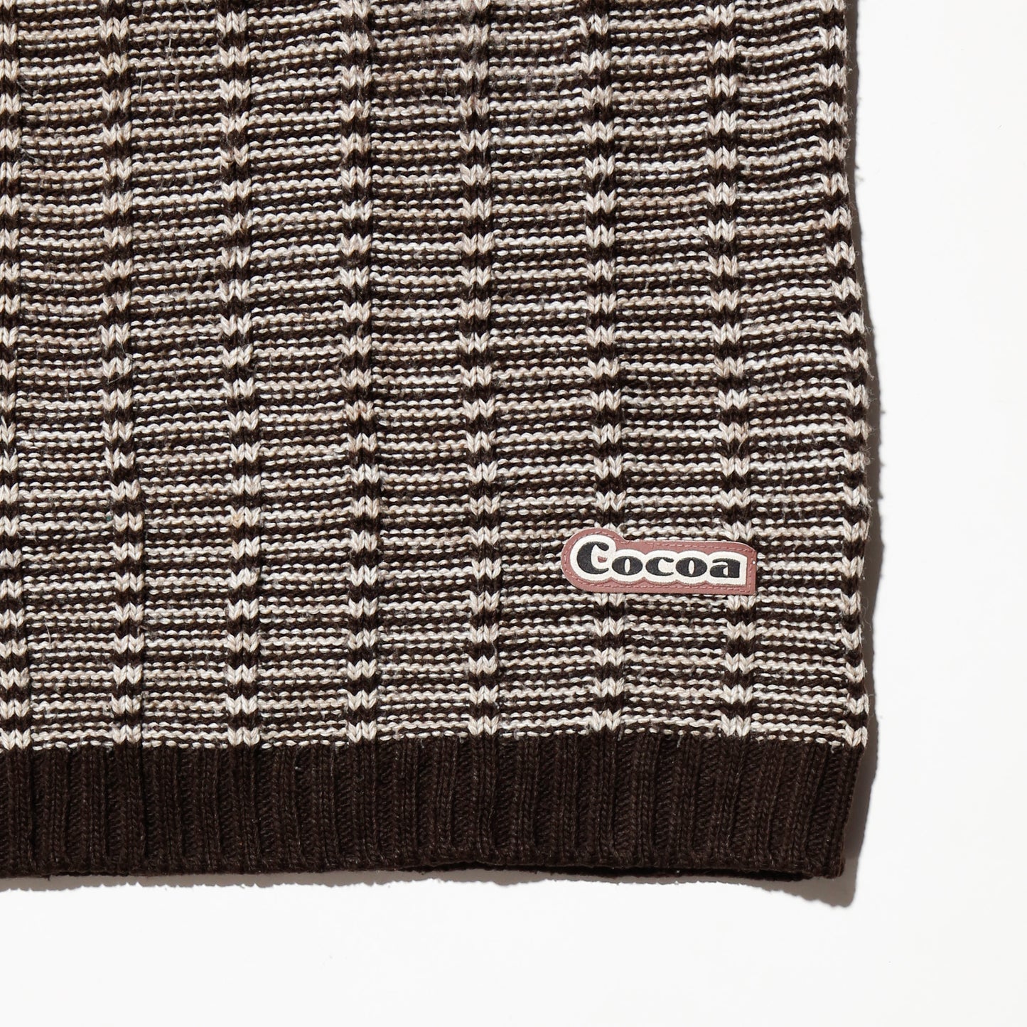 vintage cocoa textured polo sweater