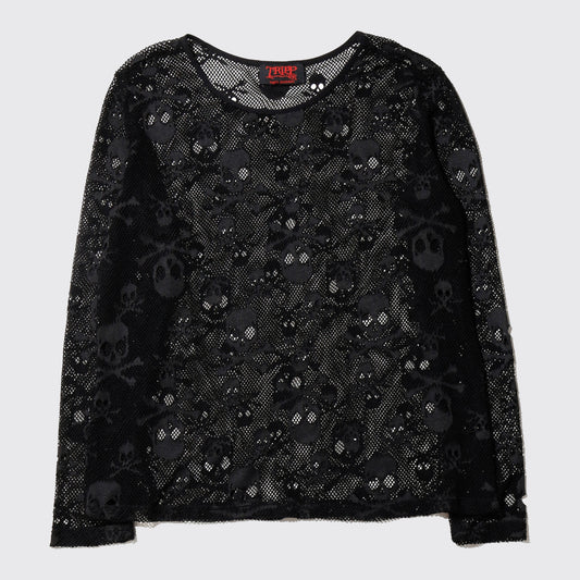 vintage tripp nyc skull mesh l/s