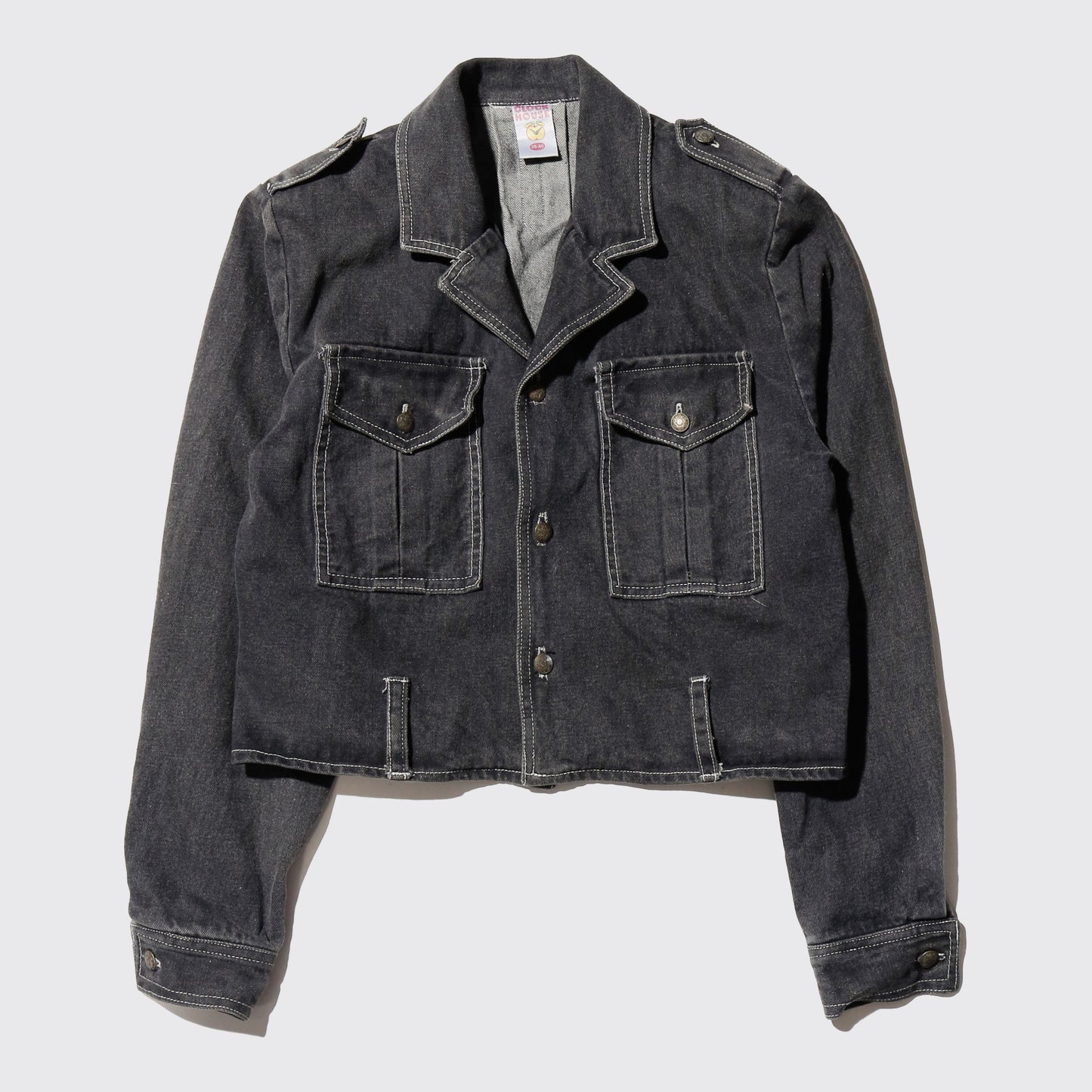 vintage cropped denim aviator jacket