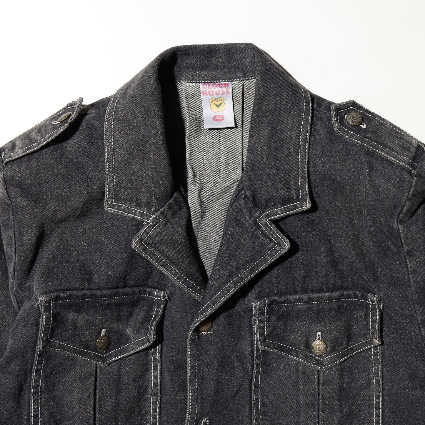 vintage cropped denim aviator jacket