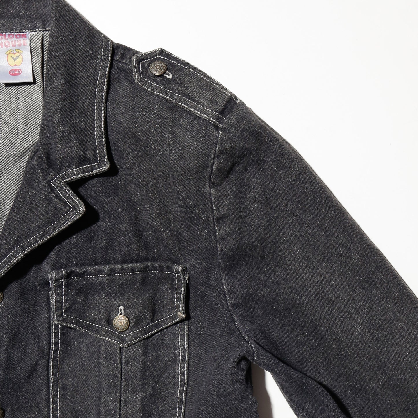 vintage cropped denim aviator jacket