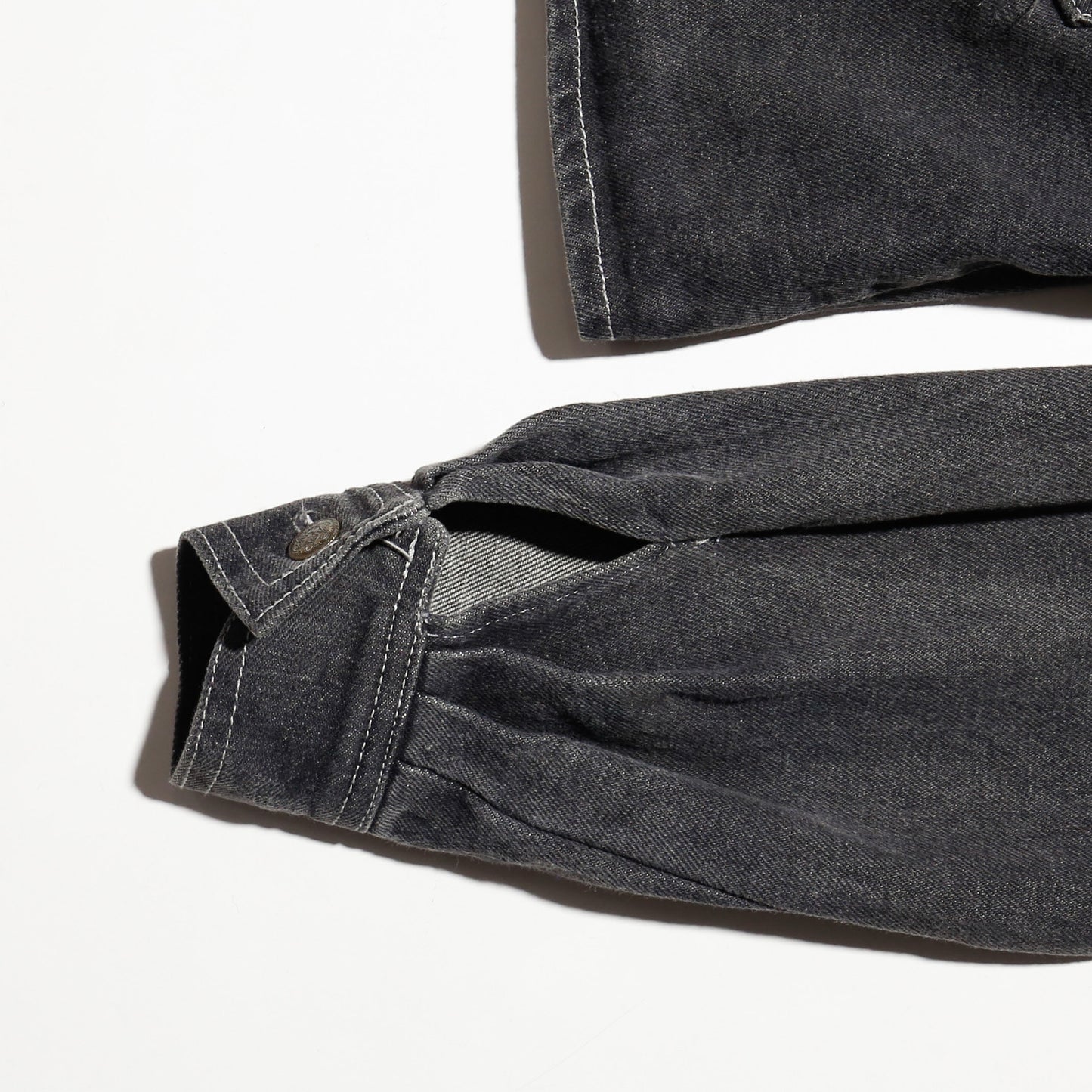 vintage cropped denim aviator jacket