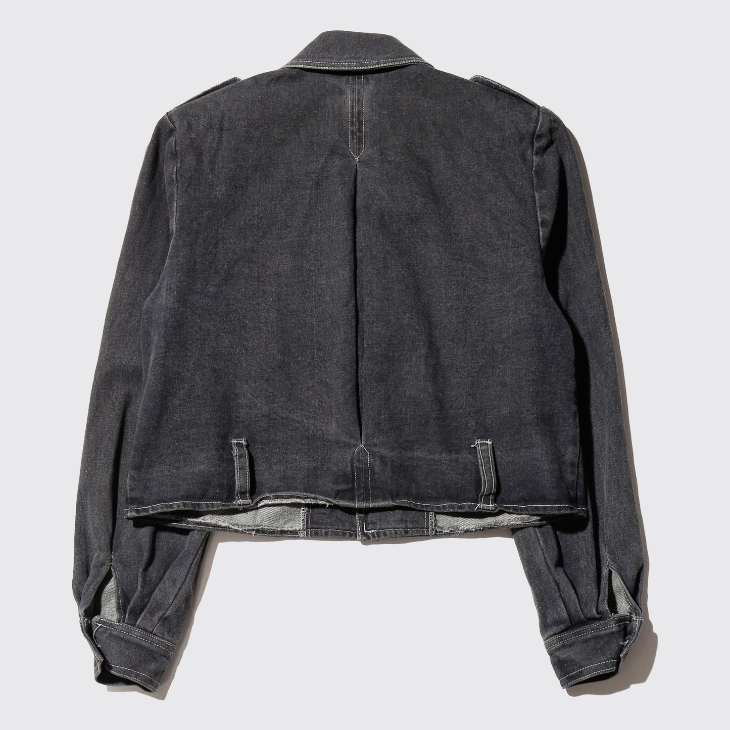 vintage cropped denim aviator jacket