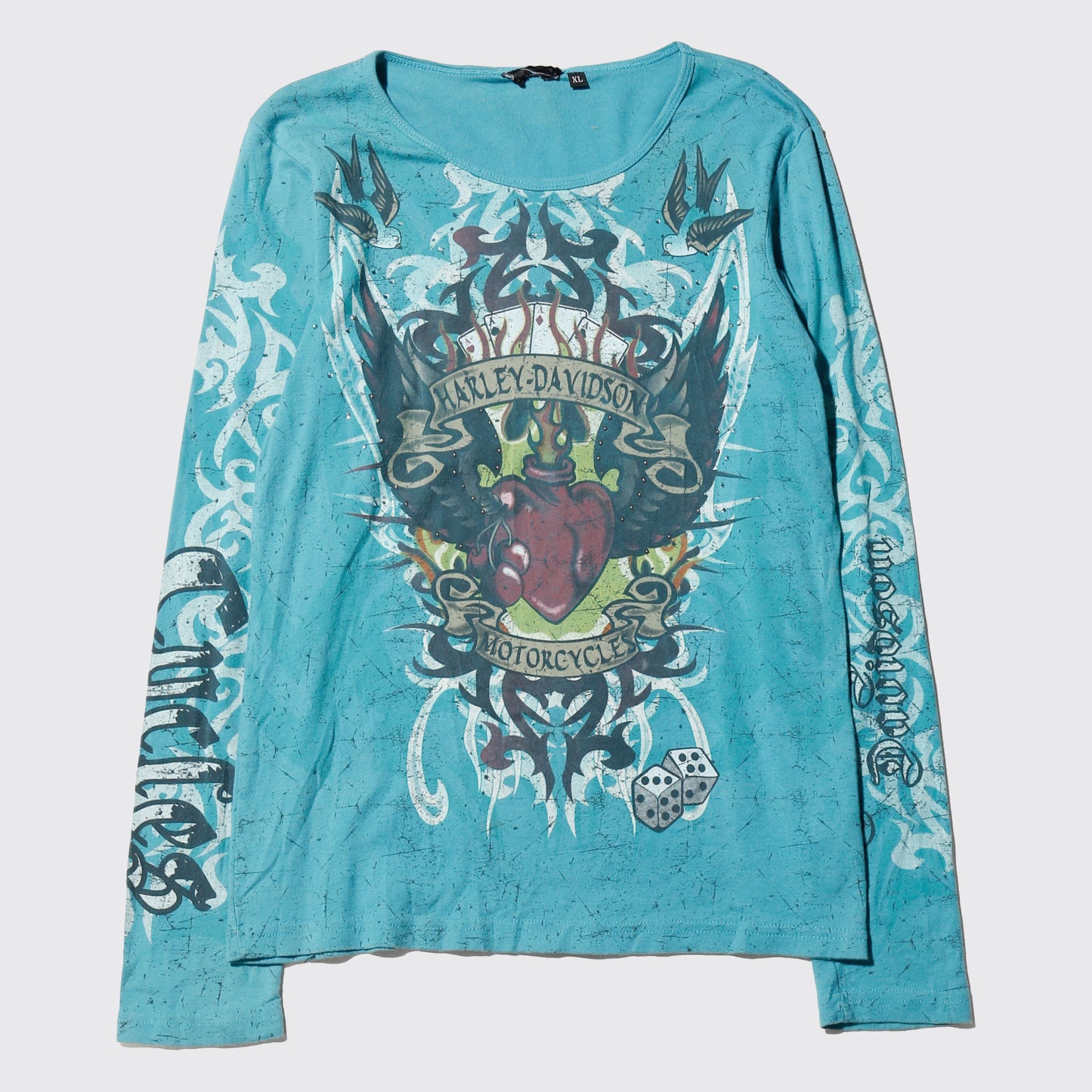 vintage 00's harley-davidson bijou tribal tatoo l/s