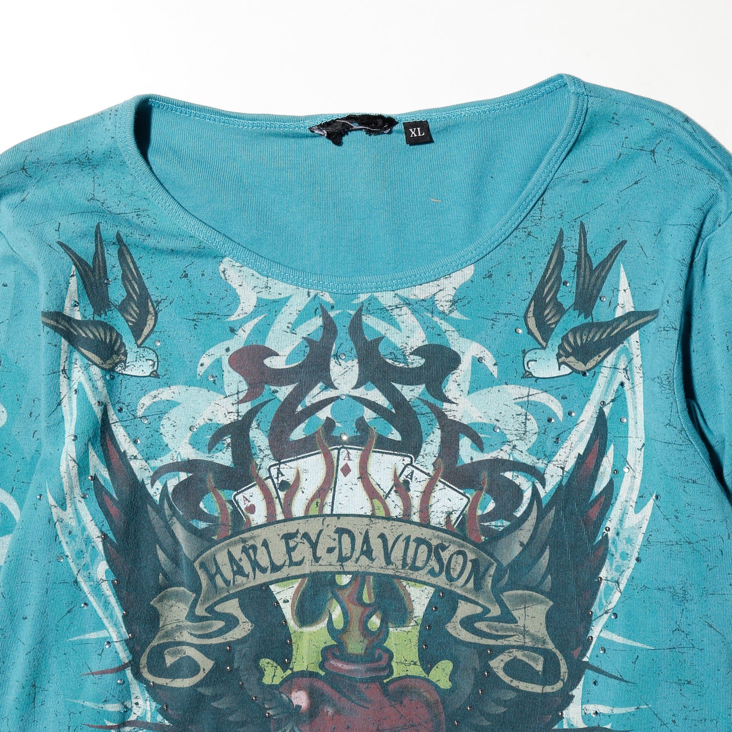 vintage 00's harley-davidson bijou tribal tatoo l/s