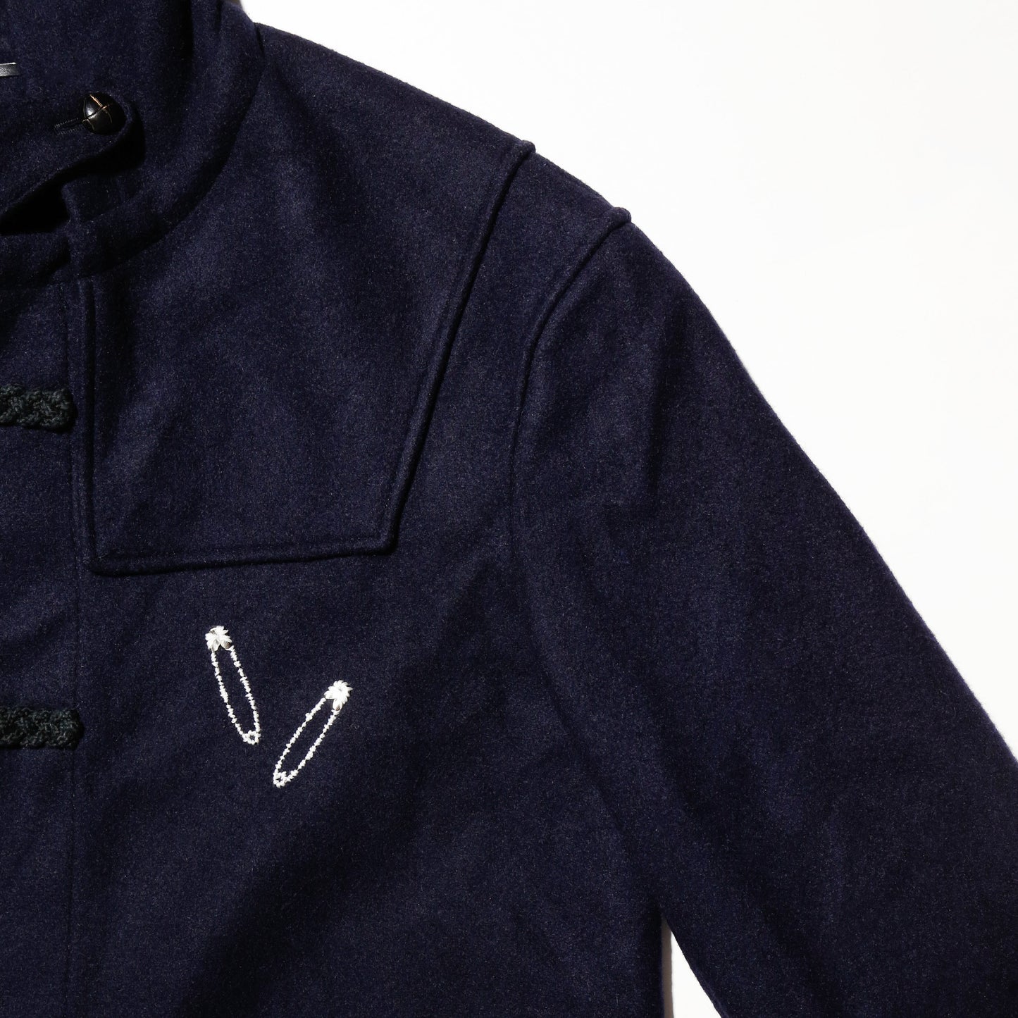 vintage safety pins wool duffle coat