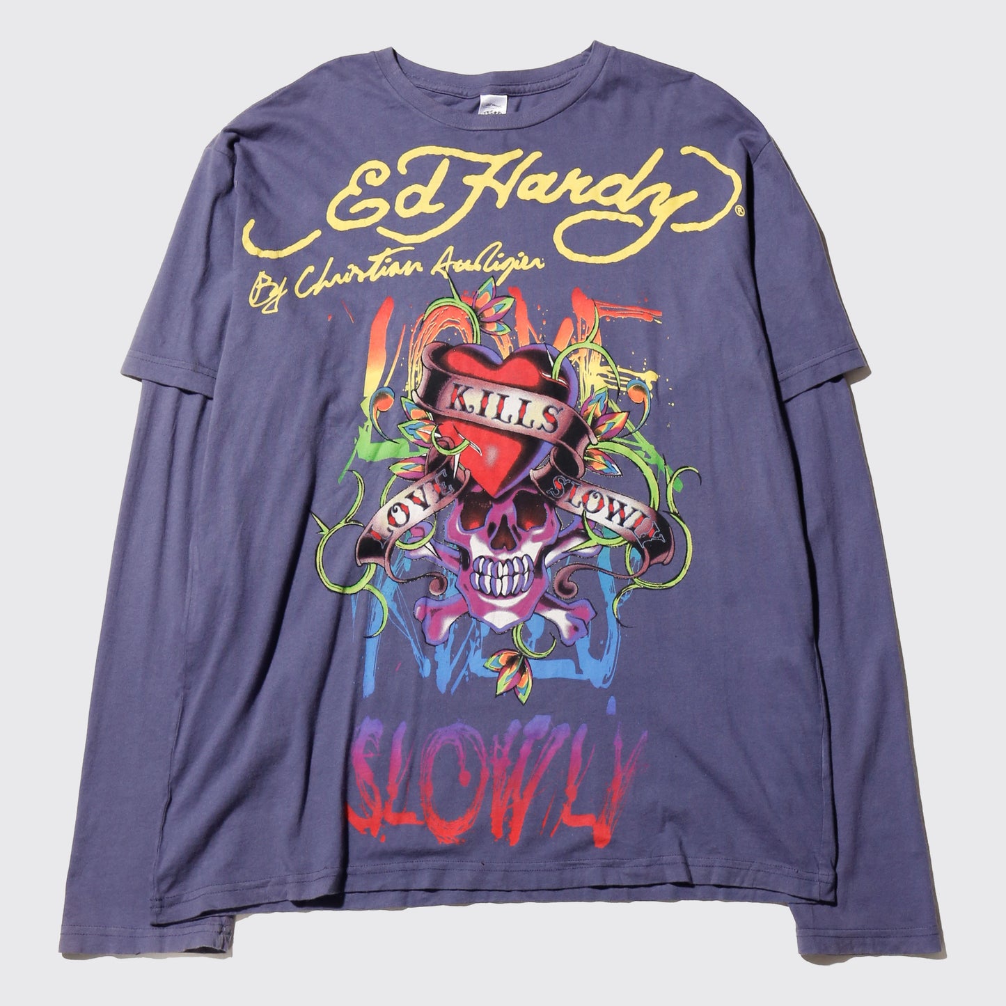 vintage ed hardy love kill slowly layered sleeve l/s