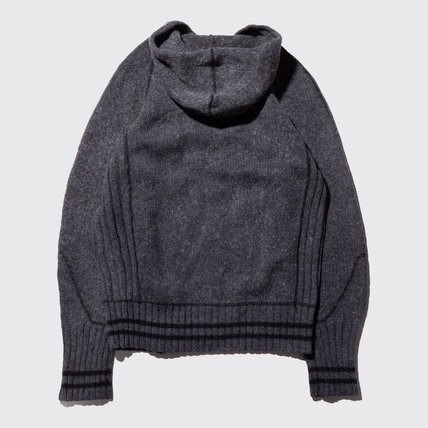 vintage slanting zip knit hoodie