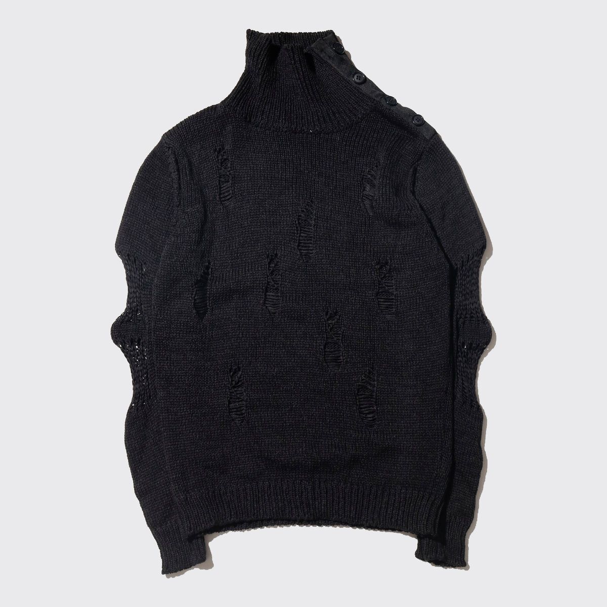 vintage slanting snap broken sweater