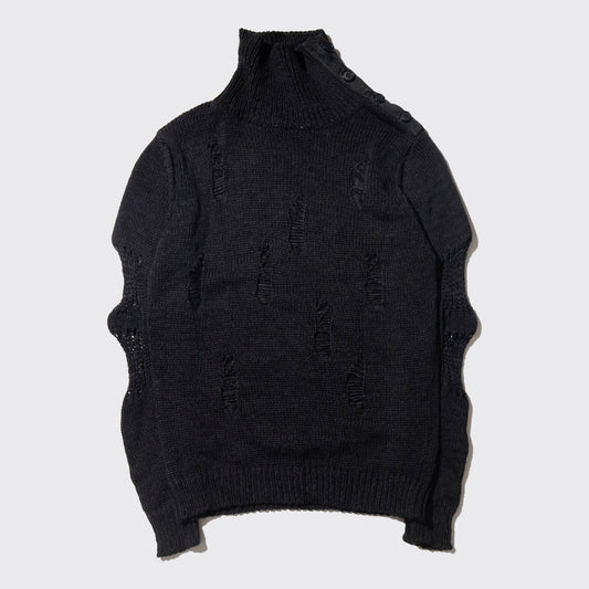 vintage slanting snap broken sweater