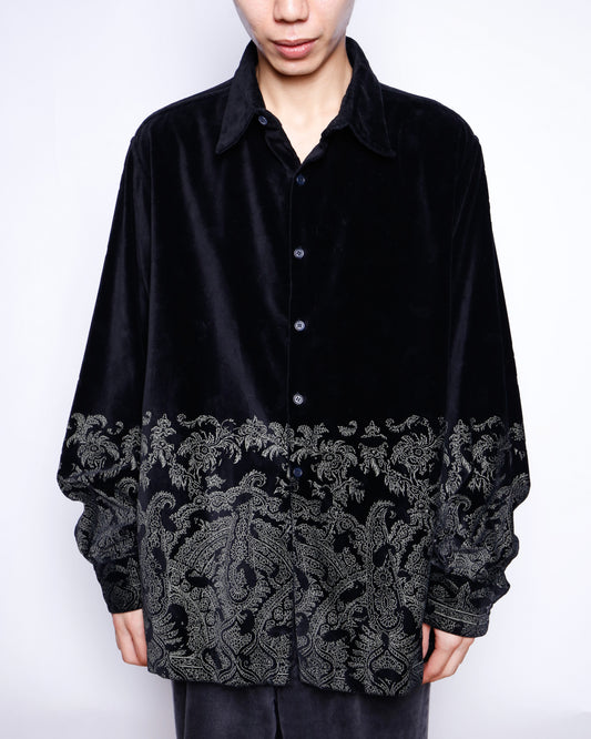 vintage paisley velvet shirt jacket