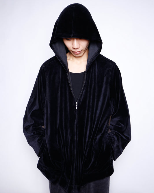 vintage velours zip hoodie
