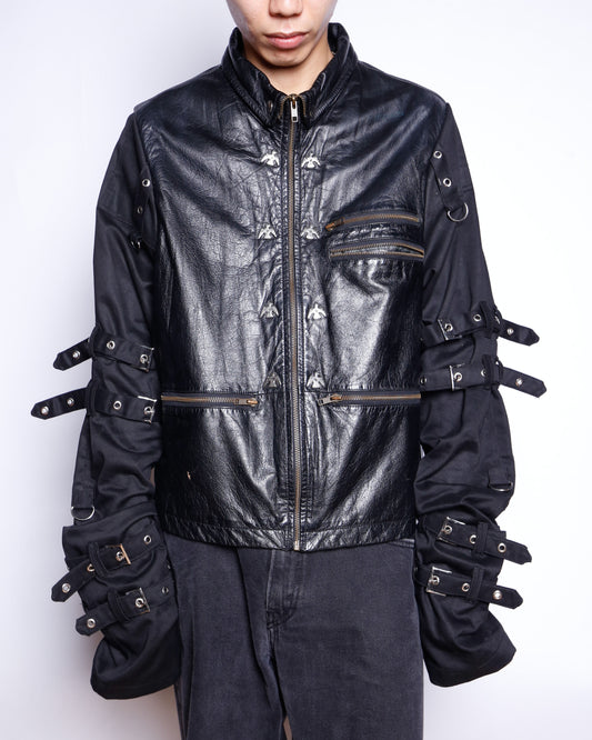 vintage bondage sleeve leather jacket