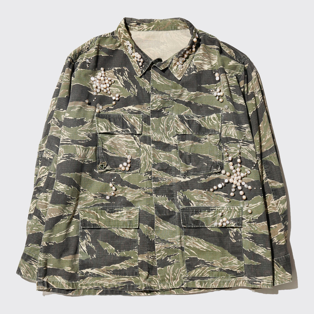 *one-off perl bijou tiger stripe field jacket
