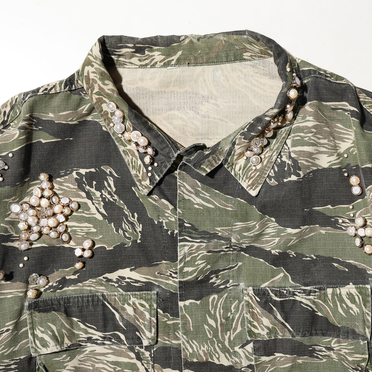 *one-off perl bijou tiger stripe field jacket