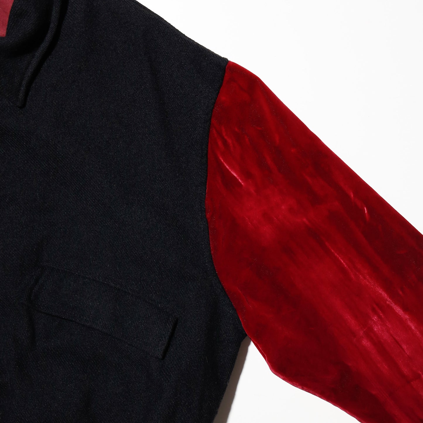 vintage velor sleeve cropped bomber jacket