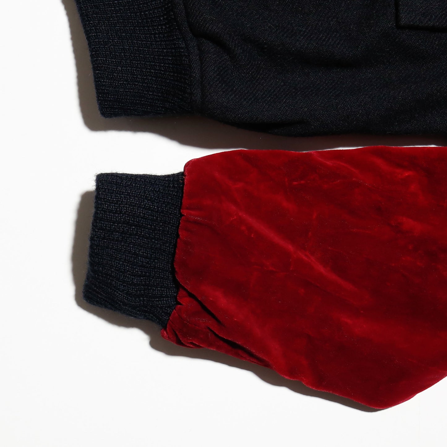 vintage velor sleeve cropped bomber jacket