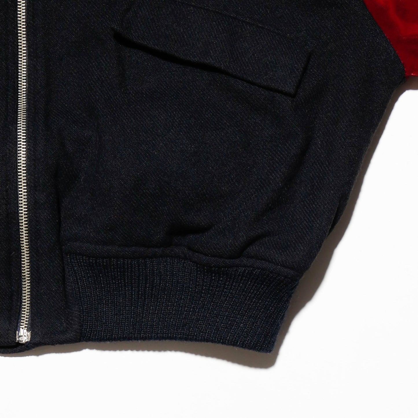 vintage velor sleeve cropped bomber jacket