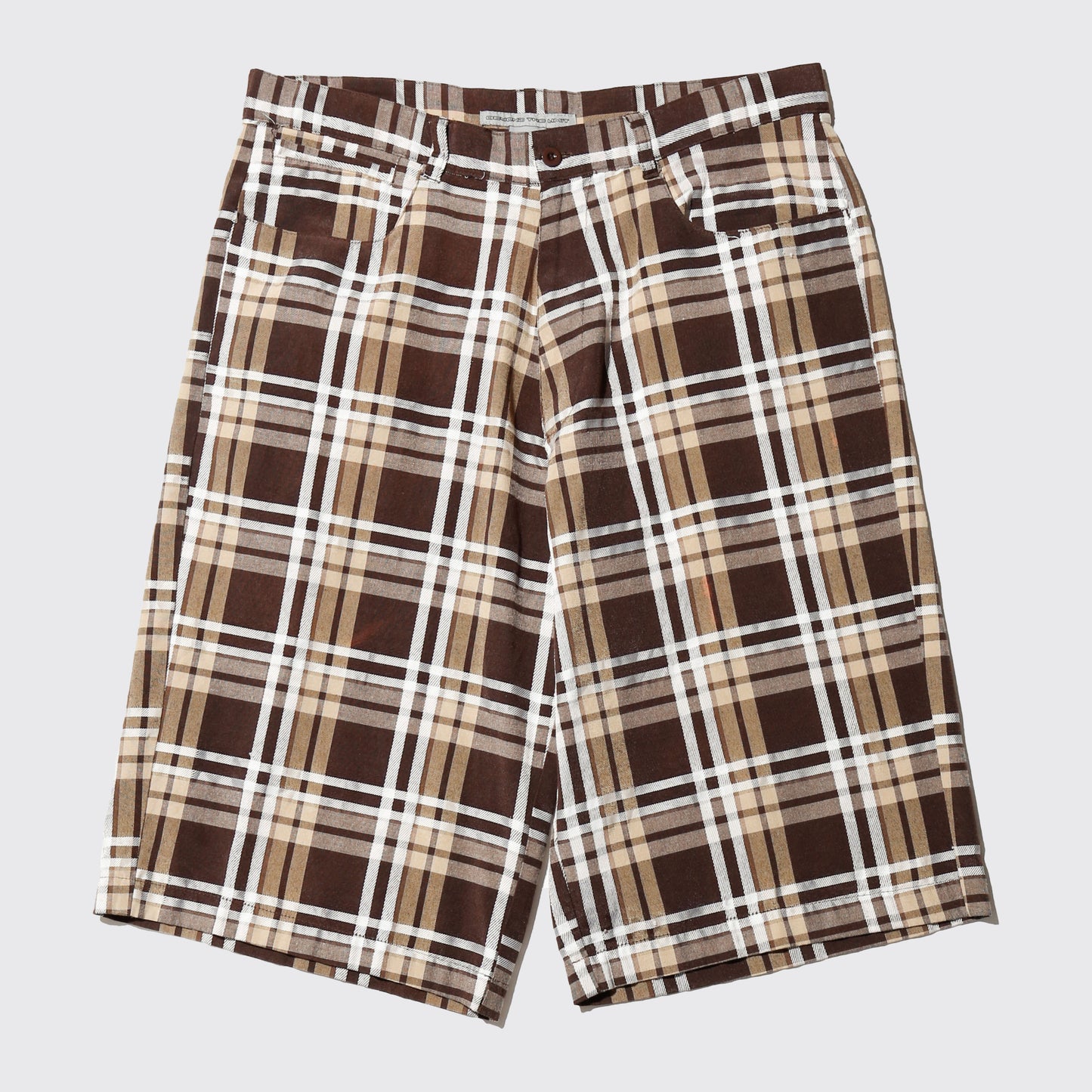 vintage check wide shorts