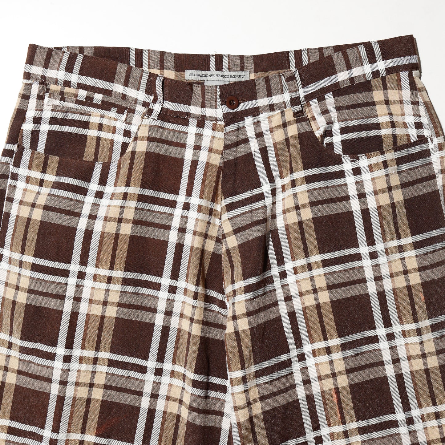 vintage check wide shorts