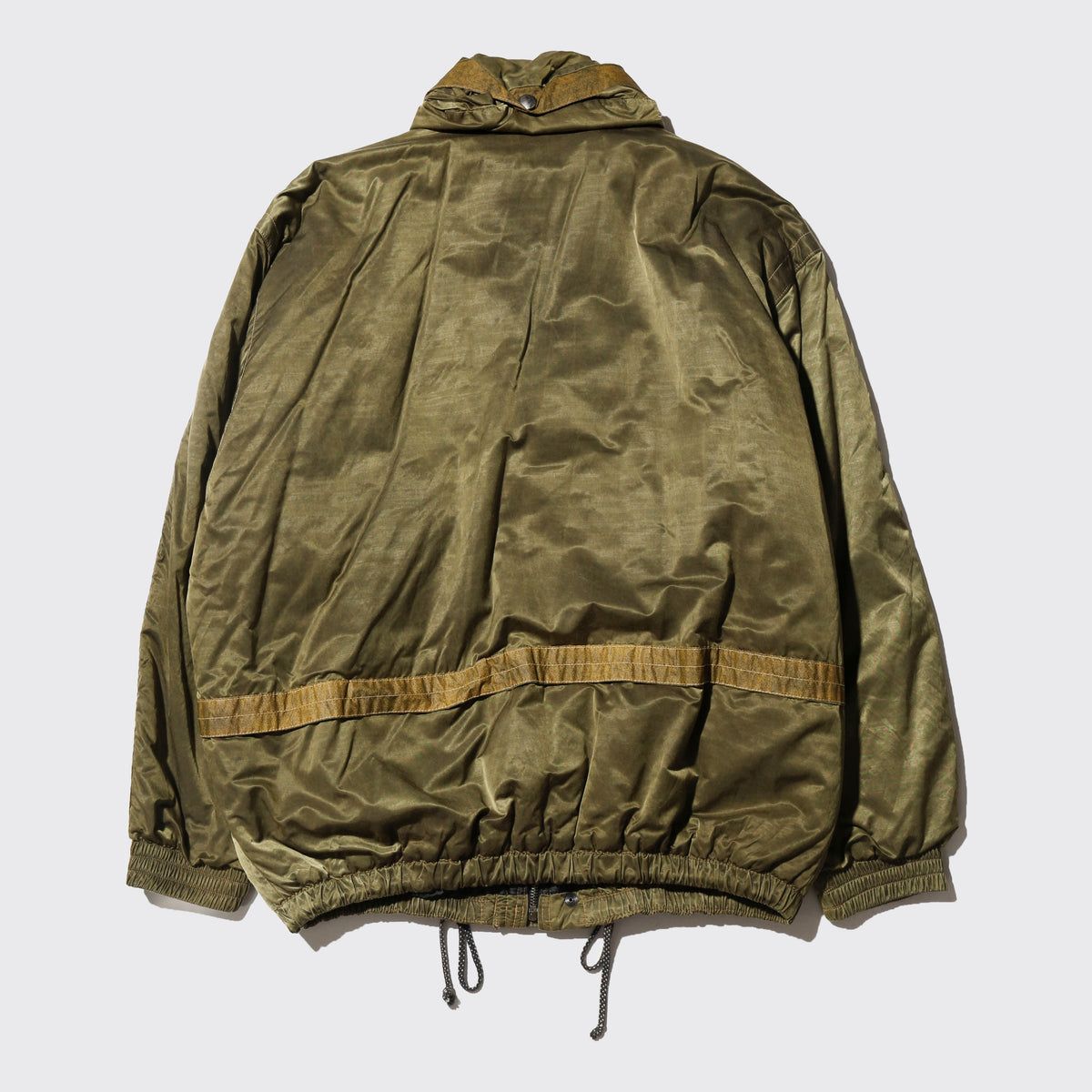 vintage patched padded aviator jacket, hood strage