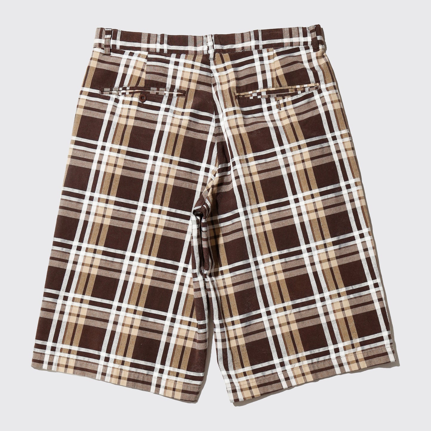 vintage check wide shorts
