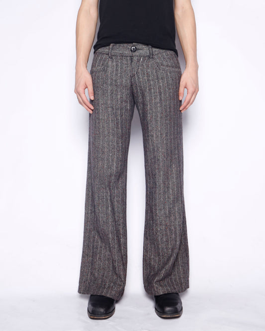 vintage low rise nep stripe wool slacks